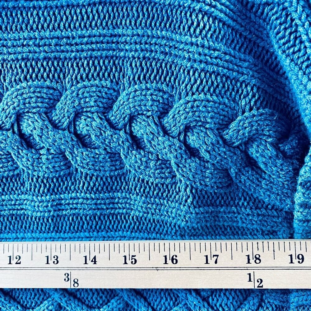 Sonoma Women's Sweater Cable Knit Short Sleeve Cowl Neck Blue Medium - Picture 5 of 11